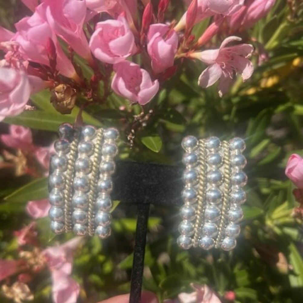LATON TAXCO Mexico 925 Silver Modernist Rectangle Statement EARRINGS
